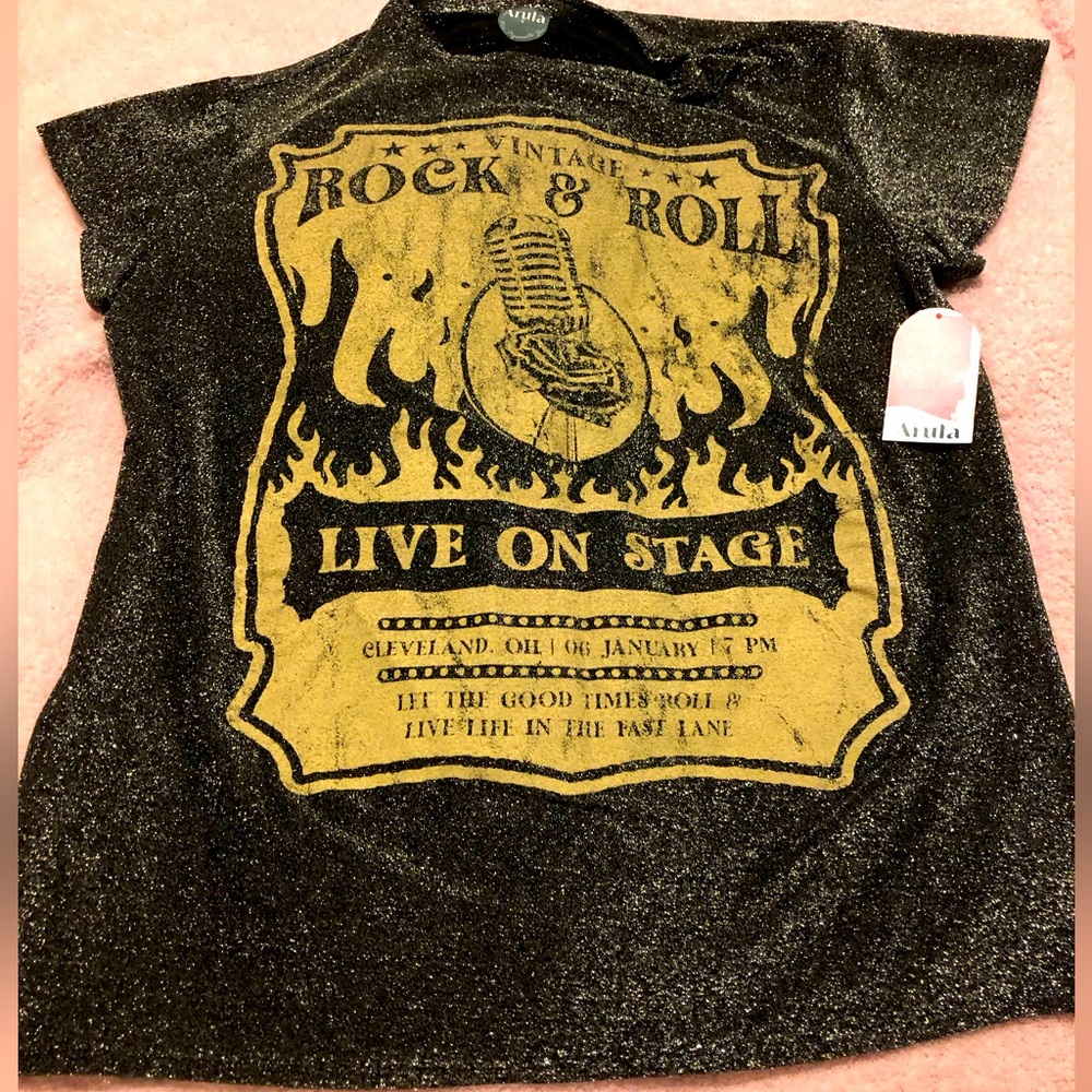 Vintage Rock & Roll METALLIC GLITTER mini dress OR big tee, NEW never worn, TAGS